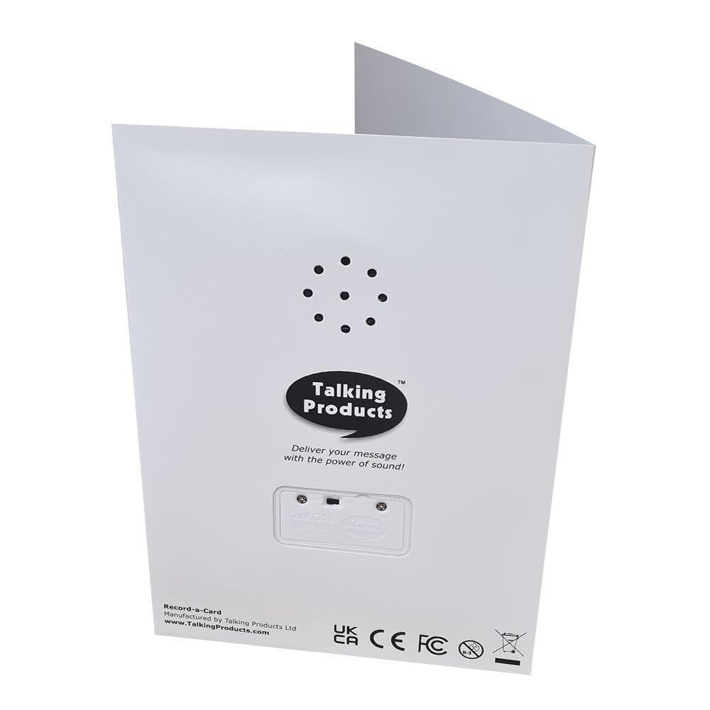 Talking Products, Voice Recordable Greeting Card, 40 Seconds Recording with Replaceable Batteries. Record and Send a Personal Voice Message for Birthday, Christmas & Mother’s Day