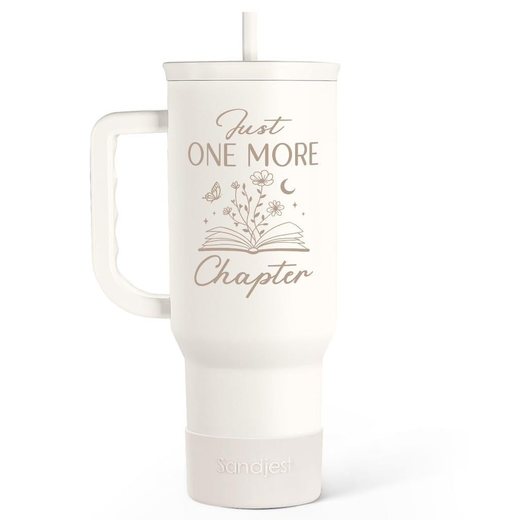 Book Lover Gifts for Women, Just One More Chapter Tumbler with Handle, Stainless Steel Insulated Coffee Travel Mug Cup, Gifts for Women Girls Bookworm on Christmas Birthday, 40oz