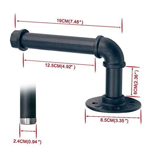 FS Colar 's Home Industrial Pipe Toilet Paper Holder ? Heavy Duty DIY Style, Wall Mounted Kit, Modern Chic Electroplated Black Iron Finish, Commercial Grade Metal, Slide TP Roller