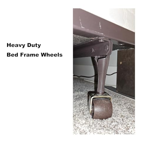 Metal Stem Heavy Duty Rollers Casters Wheels for Bed Frame, Set of 4 (2 Locking, 2 Non Locking)