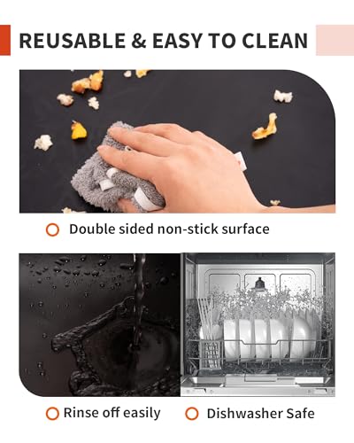 4 Pack Oven Liners for Bottom of Oven, 17x25 Large Heavy Duty Non-Stick Reusable Oven Mat for Electric, Gas, Toaster & Convection Ovens - BPA & PFOA Free, Dishwasher Safe, Kitchen Essentials,Black