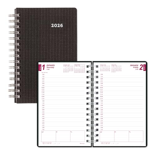 Brownline® 2026 DuraFlex Daily/Monthly Planner, Appointment Book, 12 Months, January to December, Twin-Wire Binding, 8" x 5", Black (CB634V.BLK-26)