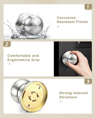 GOBEKOR 2 Pack Single Dummy Door Knob for Closet Satin Nickel Round Dummy Knobs Interior for French Doors Single Side Door Knob Handle