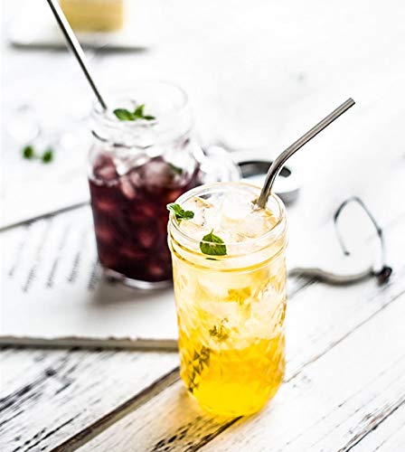 Reusable Metal Bent Straws 50-Pack in Bulk. 215mm/8.5 Inch Stainless Steel Drinking Straws in Bulk for Wholesale.Curved Straws for 20oz Tumblers Yeti (Silver All Bent 50pcs-8.5")