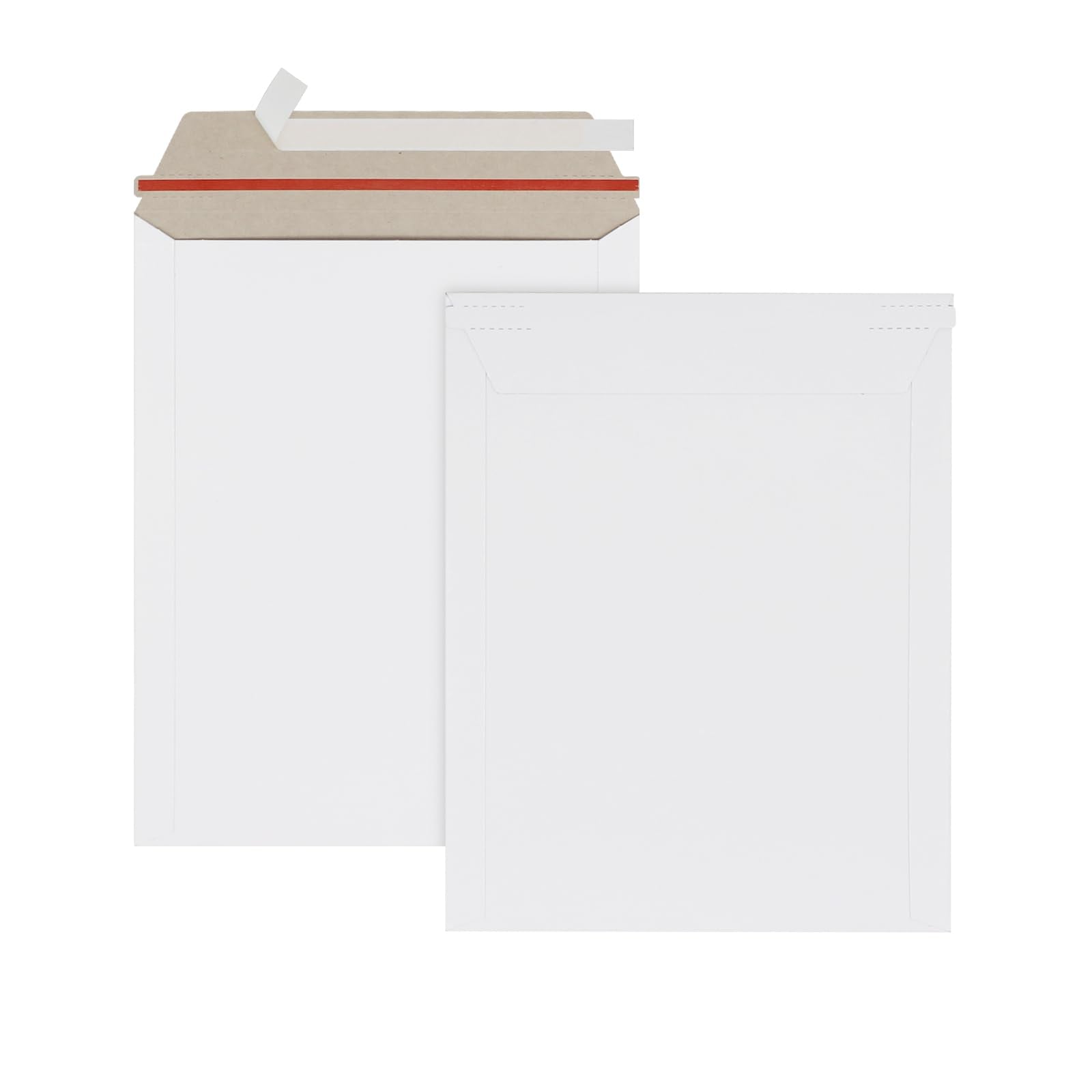zmybcpack 100 Pack 7x9 inch Self Seal Rigid Mailer Stay Flat Cardboard Mailers, White Cardboard Shipping Envelopes White Photo Document Mailers for CD, Photos, Document