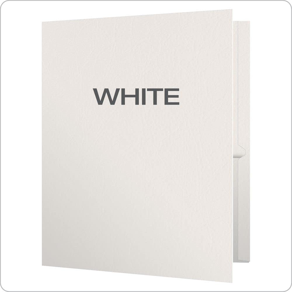 Oxford Twin-Pocket Folders, Textured Paper, Letter Size, White, Holds 100 Sheets, Box of 25 (57504)