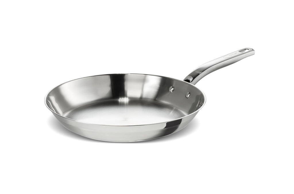 T-FAL Stainless, Frypan Skillet,30 cm, Premium Grade 18/10 Stainless Steel, Encapsulated Base, with Interior Measuring Marks, Induction Safe, Oven-Safe up to 500˚F, Silver