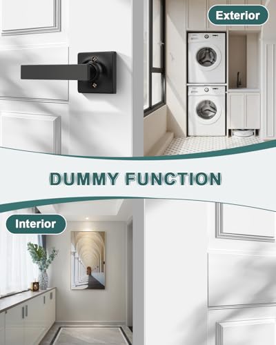 GOBEKOR 2 Pack Matte Black Dummy Door Handle Interior,Reversible Half Dummy Lever,Non-Turning Indoor Door Handles for Wardrobe,Closet Door & French Doors,Cabinet/Cupboard Handles