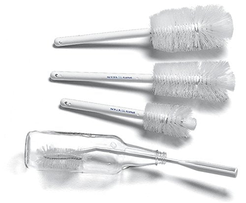 Carlisle FoodService Products Plastic Dish Brush with Handle, Soak Proof, Scrub Brush with Break Resistant Handle for Cleaning, 12 Inches, White