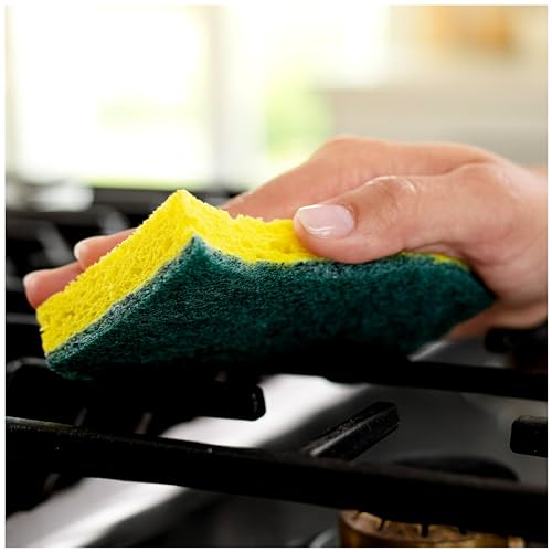 Scotch-Brite Heavy Duty Scrub Sponge, 12 Kitchen Sponges, Designed for Tough Messes in the Kitchen, Lasts 3X Longer*, Best for Cast Iron Skillets, Outdoor Grills, Flexible, Durable & Strong