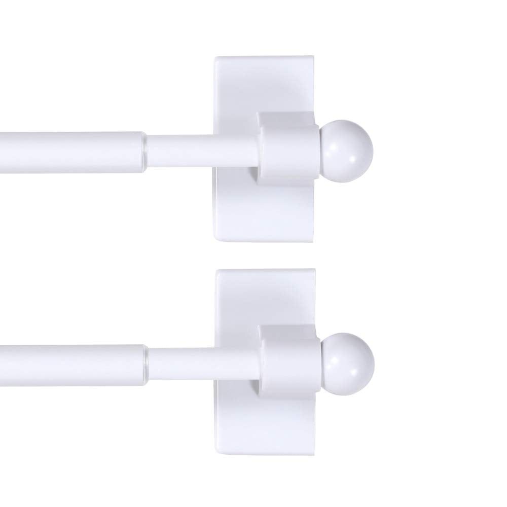 H.VERSAILTEX Widely-Used Adjustable Appliance Magnetic Curtain Rods Suitable for Any Metal Doors and Windows, 16 to 28 Inch, White, 1/2 Inch Diameter, 2 Packs