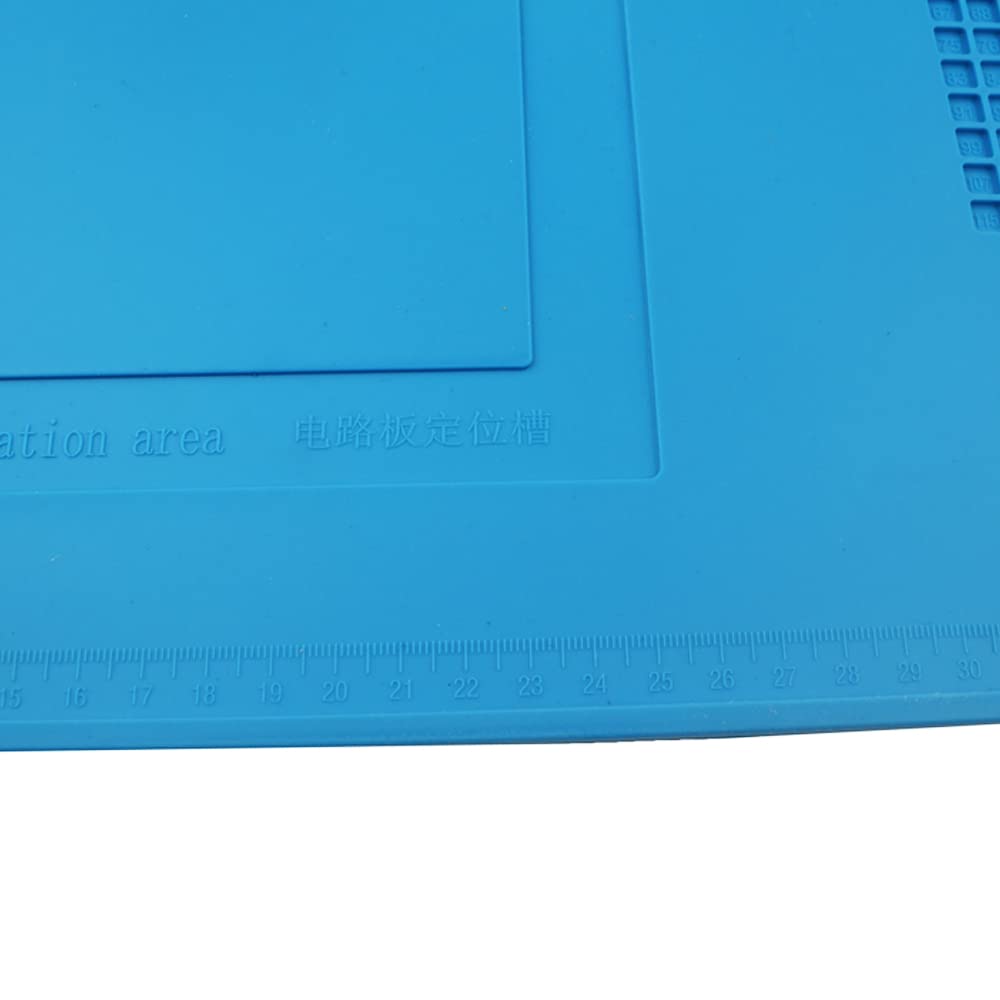 Heat Insulation Silicone Repair Mat with Scale Ruler and Screw Position for Soldering Iron, Phone and Computer Repair Size:17.9 x 11.8 Inches