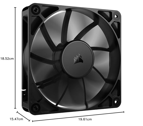 CORSAIR RS120 120mm PWM Fan – Daisy-Chain Connection – Low-Noise – Magnetic Dome Bearing – Single Pack – Black
