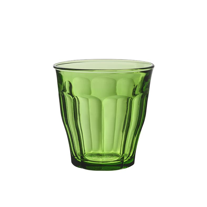Duralex Le Picardie Collection| Water Glass, Juice and Soda and Cocktail 25 cl, 4 Colours Green Blue Purple Grey| Set of 4, Heavy Duty Glass, Dishwasher Safe, Made in France