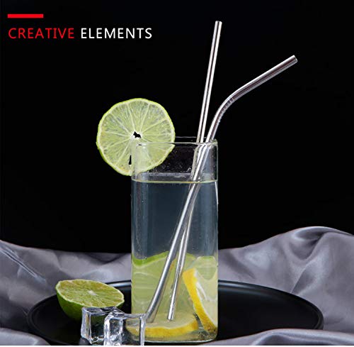 Reusable Metal Bent Straws 50-Pack in Bulk. 215mm/8.5 Inch Stainless Steel Drinking Straws in Bulk for Wholesale.Curved Straws for 20oz Tumblers Yeti (Silver All Bent 50pcs-8.5")