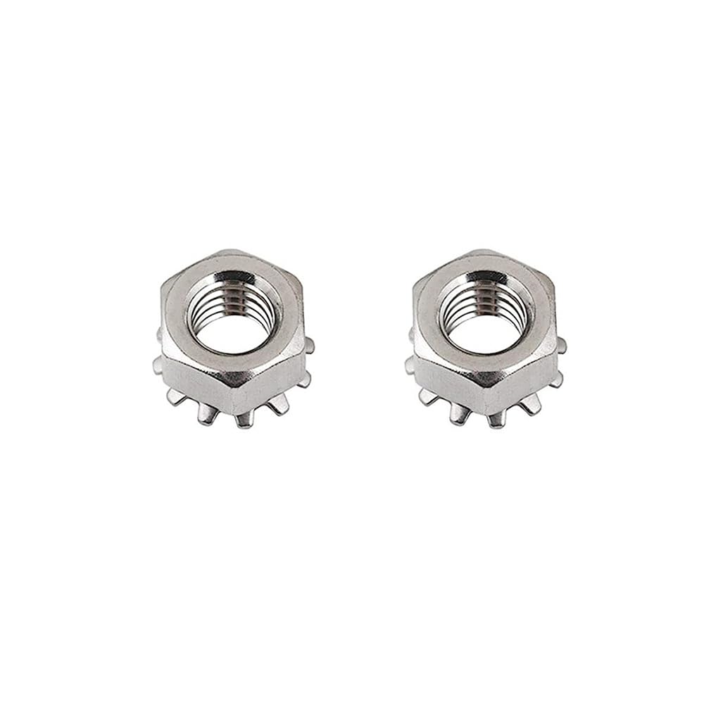 ZYAMY 100pcs 6#-32 K-Lock Nuts with External Tooth Washer, 304 Stainless Steel Hex Nut Kep Hex Head Lock Nut for Low-Load Assemblies