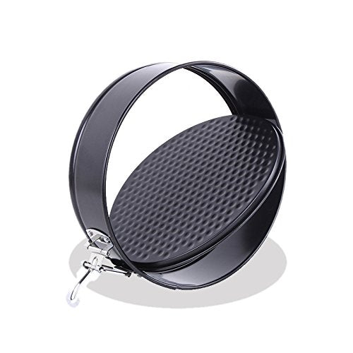 Gabkey 8 inch Circular Springform Carbon Coated Rolled to Interlocking and Leak-Proof Seal Cake Pan