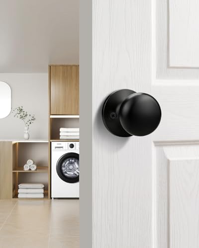 GOBEKOR 2 Pack Black Dummy Door Knobs Interior Matte Black Single Dummy Door Knob for Closet Round Dummy Knobs for French Doors Single Side Knob