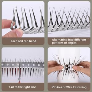 Anti-Climb Spikes for Raccoon & Bird Protection - Heavy-Duty Stainless Steel Barrier Nails for Fence, Roof, Trees | Outdoor Animal Climb Prevention