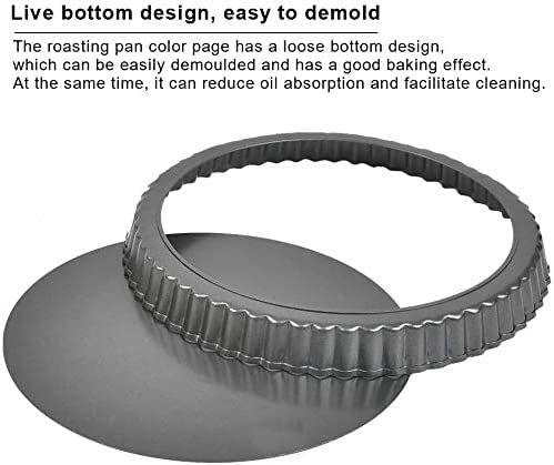 Tart Pan, Quiche Pan, RICHSC Non-Stick Removable Loose Bottom Carbon Steel 9In Tart Pan, Easy to Operate and Clean.
