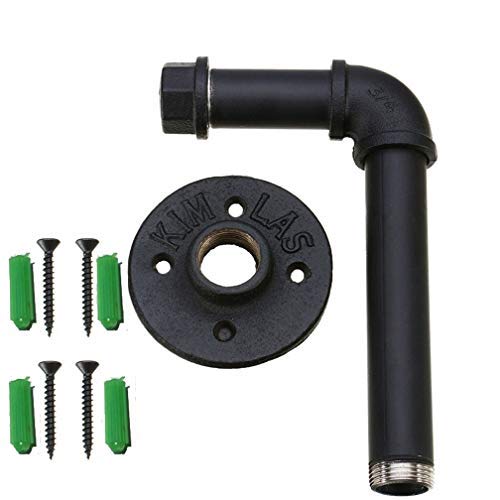 FS Colar 's Home Industrial Pipe Toilet Paper Holder ? Heavy Duty DIY Style, Wall Mounted Kit, Modern Chic Electroplated Black Iron Finish, Commercial Grade Metal, Slide TP Roller