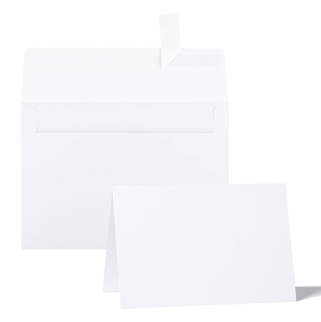 Packpal Blank Cards and Envelopes 5X7, 50Pack Self Seal White Fold Cardstock with Envelope for Wedding Invitation, DIY Note, Homemade, Thank You Greeting Card