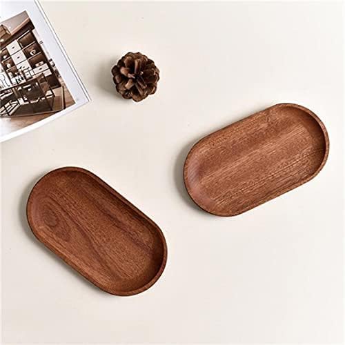 Linwnil 2 Pack Solid Wood Coffee Serving Platters and Trays of Natural Wood with Edge, Rectangular Avoid Sliding and Spilling Food (Walnut Trays x 2Pack)