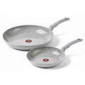 T-FAL Refresh Ceramic Cookware Set, 2-Piece Fry Pan Set, 8 Inch (20 cm) & 10 Inch (26 cm), Nonstick Ceramic Pans for Healthy Cooking, Durable Eco-Friendly Ceramic Refresh Cookware, Moon Grey.