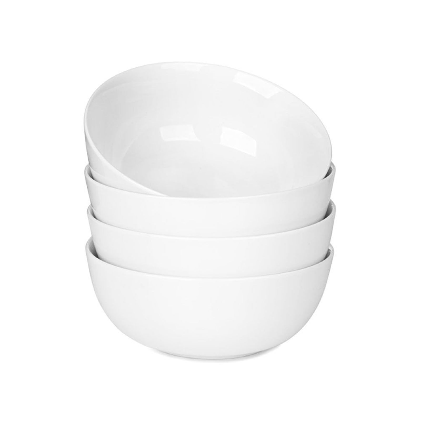 WishDeco Cereal Bowls Set of 4, Ceramic Soup Bowls 20 oz / 600 ml, Breakfast Bowls 6 inch / 15 cm, White Bowls for Dessert, Oatmeal, Pasta, Noodle, Salad, Rice