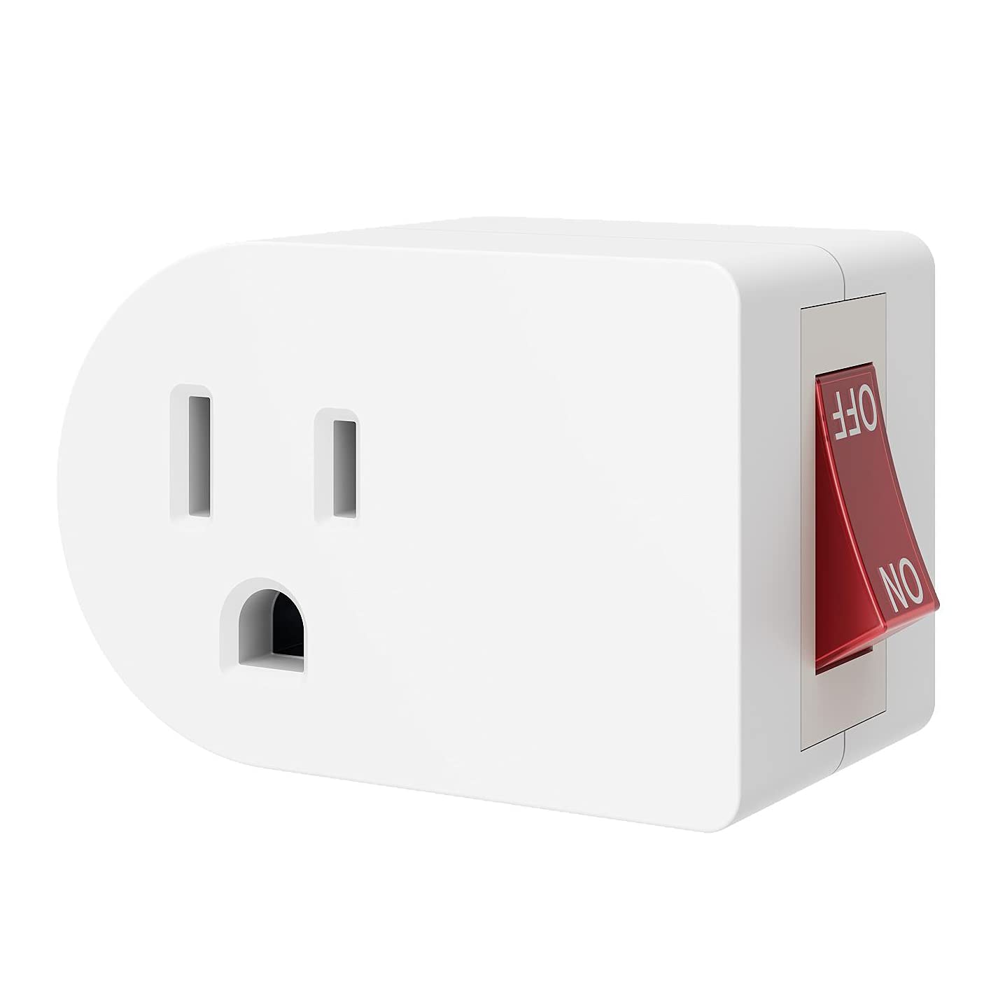 Oviitech 4 Pack Grounded Outlet Wall Tap Adapter with On/Off Power Switch，Single Outlet with Switch in White