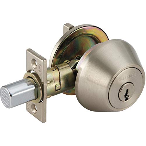 Weiser Safelock Satin Nickel Round Deadbolt Lock, ANSI/BHMA Grade 3 Certified Front Door Lock, Exterior Door Lock with Key, Traditional Door Locks for Entry Door