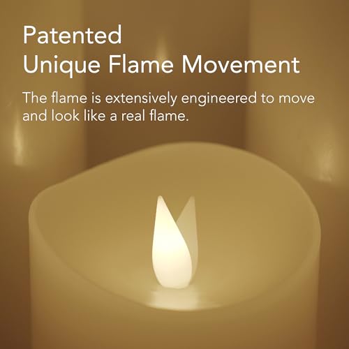 Softflame Flameless LED Candles with Remote Control, 3"x 7"Flickering 3D Moving Flame Battery Operated Candles in Real Wax Shell for Indoor Use, Home Decor Ivory
