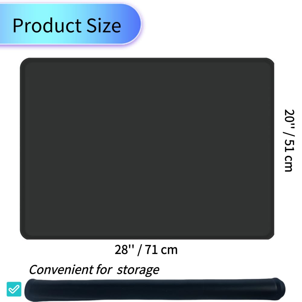 Iycnkok Electric Stove Top Protector Cover - Upgraded 28"x20" Silicone Stovetop Cooktop Oven Burner Mat for Glass RV Induction Countertop Protector - Black