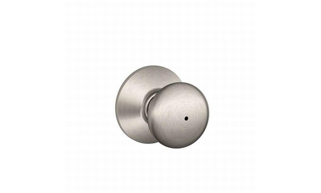 Schlage F40 PLY 619 Plymouth Door Knob with Standard Trim, Bed & Bath Privacy Lock, Satin Nickel