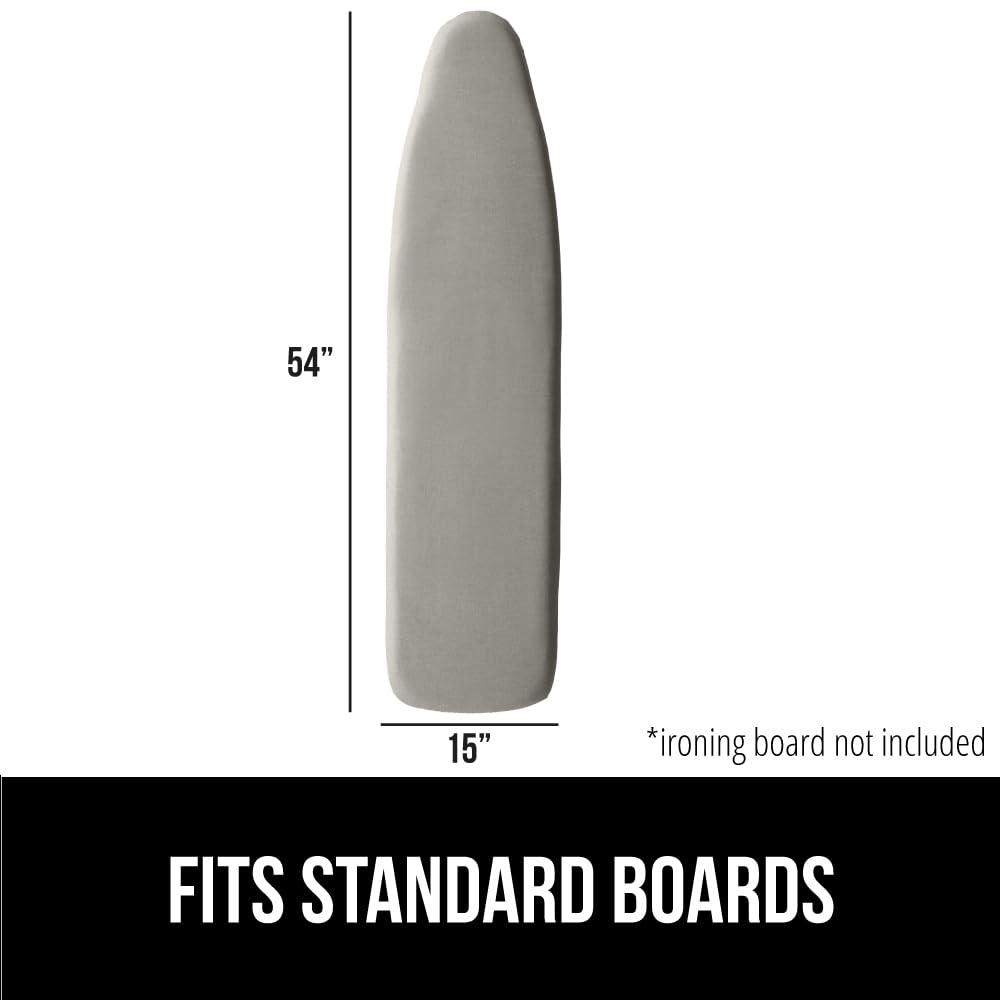 GORILLA GRIP Reflective Silicone Ironing Board Cover, Resist Scorching and Staining, 15x54 Inch, Hook and Loop Fastener Straps, Pads Fit Large and Standard Boards, Elastic Edge, Thick Padding, Silver