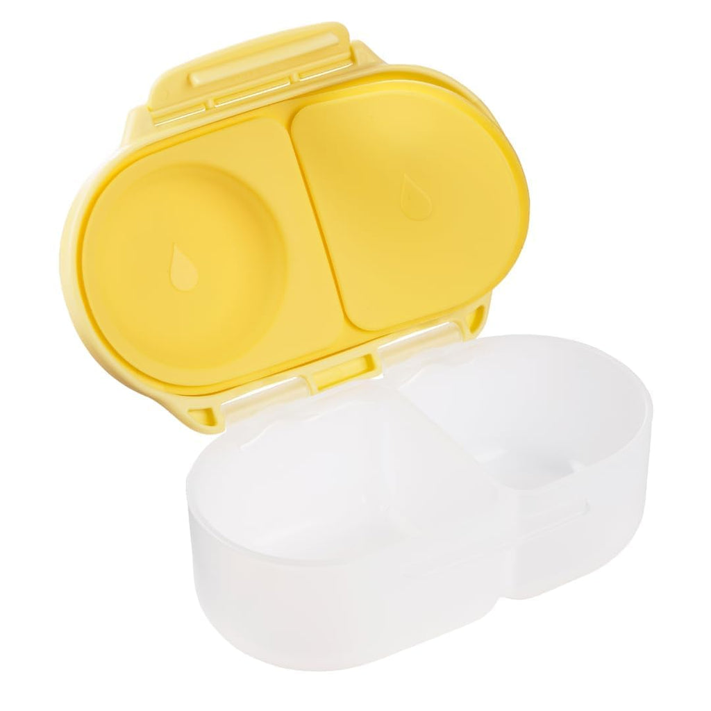 b.box Snack Box for Kids & Toddlers: 2 Compartment Snack Containers, Mini Bento Box, Lunch Box. Leak Proof, BPA Free, Dishwasher Safe. School Supplies. Ages 4 Months+ (Lemon Twist, 12oz Capacity)