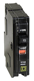 Schneider Electric - Square D, Miniature Circuit Breaker, QO, 15A, 1 Pole, 120/240VAC, 10kA, Plug-in Mounting Connection, HACR and Switching Duty Rated Application, CSA Standard Certified
