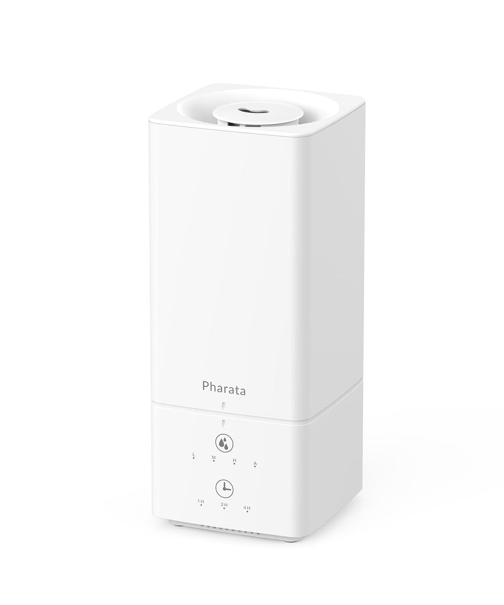 Pharata Humidifiers for Bedroom Home Baby, 2L Top Fill Cool Mist Air Humidifier with 7 Color Atmosphere Light, Small Ultrasonic Quiet Humidifier for Nursery & Plants, (White)