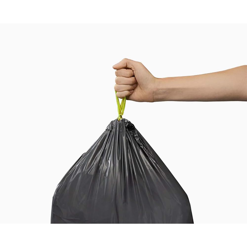Joseph Joseph IW1 Eco Recycled plastic Bin Liners, Kitchen Waste Bags With Tie Tape Drawstring Handles, Extra Strong – Pack of 20, Holds 24-36 Litres, Grey