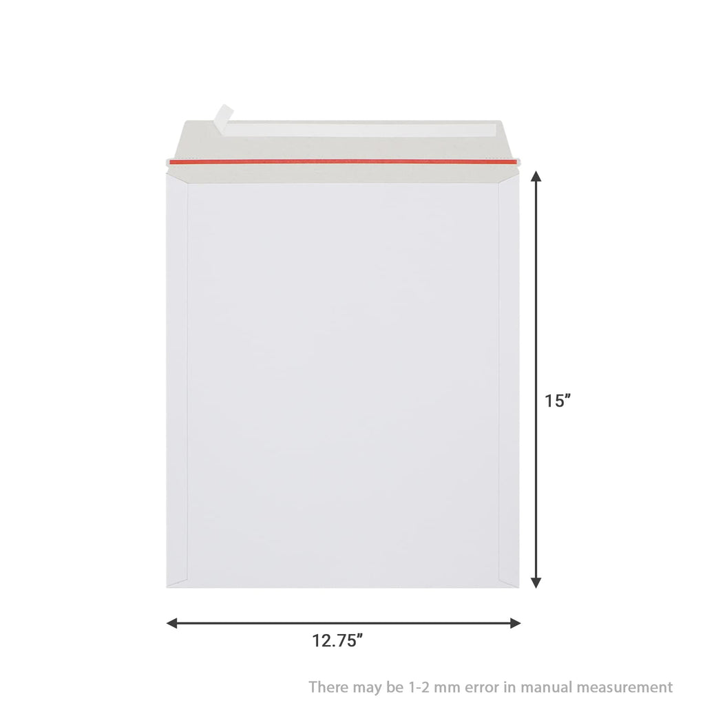 zmybcpack 25 Pack 12.75x15 inch Rigid Mailer Self Seal Photo Document Mailers Stay Flat White Cardboard Envelopes White Photography Mailers for CD, Photos, Document