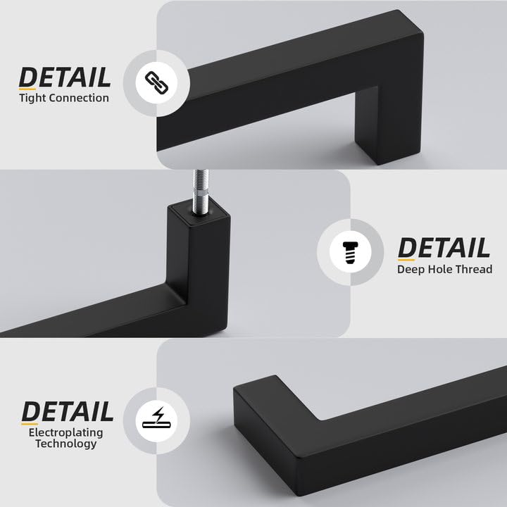 goldenwarm Black Cabinet Handle 5in 10Pack Stainless Steel Modern Drawer Pulls for Kitchen Cupboard| Poignée Armoire Cuisine Noire 5po 10Pièces Acier Inoxydable Moderne Pour Cuisine Salle de Bain