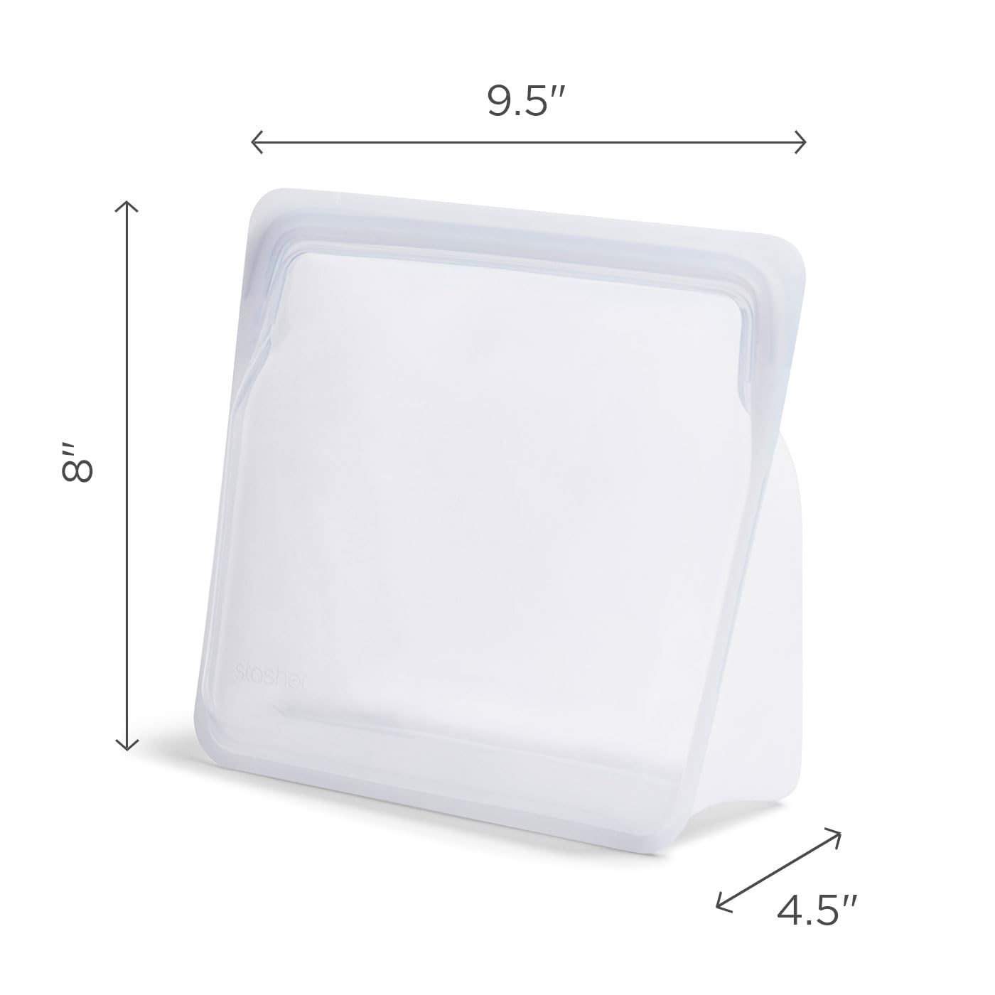 Stasher Premium Silicone Reusable Food Storage Stand-Up Bag Mega, Clear, Microwave, Sous Vide, Dishwasher, Oven and Freezer Safe, BPA Free, Leak-Free, Eco-Friendly, 104 Oz