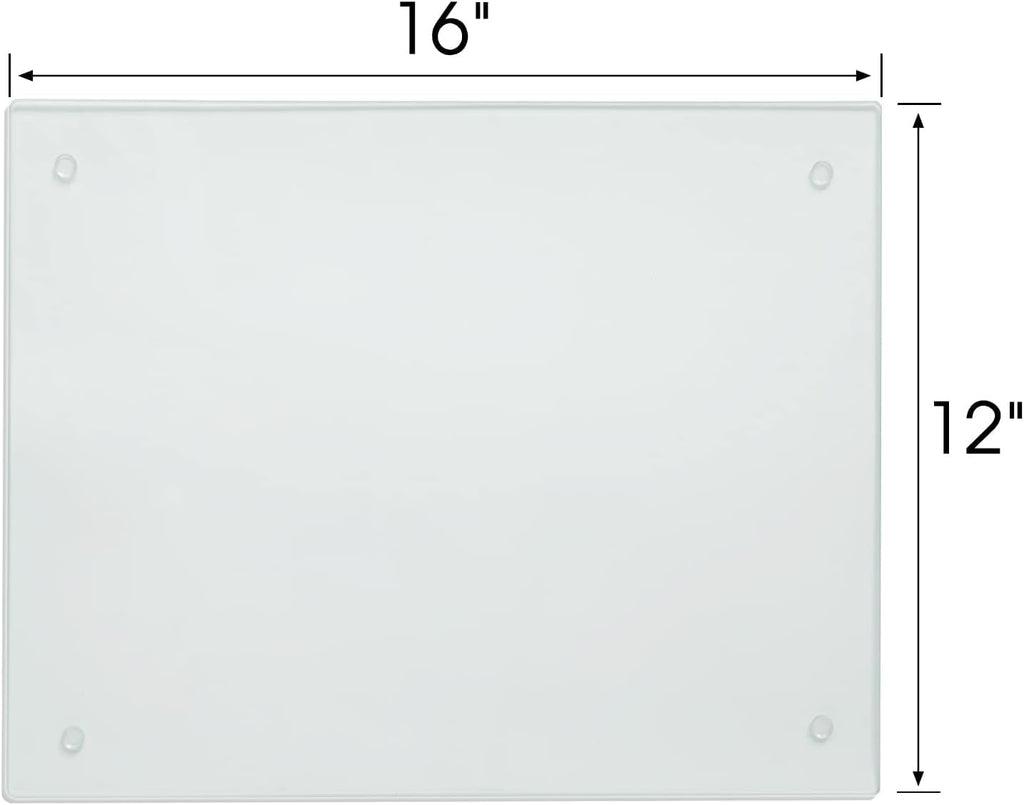 JAMBALAY Tempered Glass Cutting Board for Kitchen, 40CMx30CM Clear Glass Cutting Board with Rubber Non-Slip Feet, Heat and Scratch Resistant, Shatterproof, Dishwasher Safe,Transparent