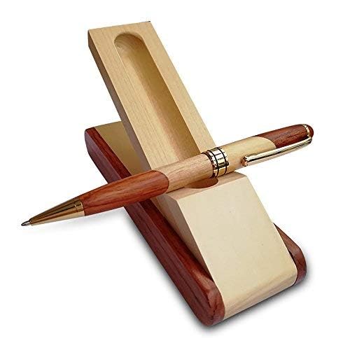Luxury Wooden Ballpoint Pen Gift Set with Business Pen Case Display, Nice Writing Pen with Box and Gel Ink Refills Fancy Business Wood Pens Stand for Men Women Designer Cool Executive Pen