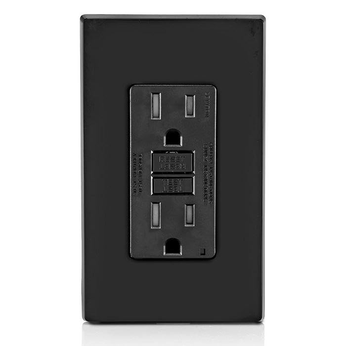 Leviton GFCI Receptacle, 15 Amp Tamper-Resistant, GFTR1-E, Black