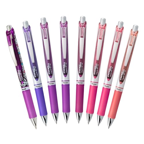 Pentel EnerGel RTX Retractable Liquid Gel Pen, Passion Expressions Pack, 0.7mm, Metal Tip, Medium Line, Assorted Ink, Pack of 8 Pens (BL77XPASBP8M)