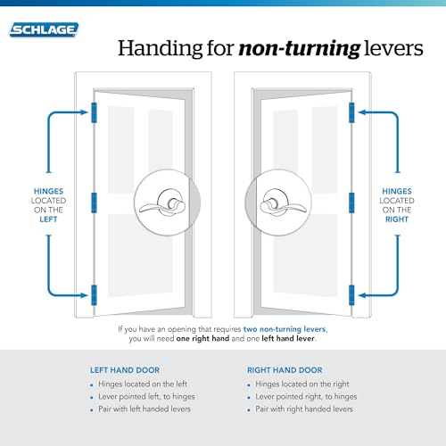 Schlage F170 Acc 619 RH Right Handed Accent Door Lever with Standard Trim, One-Sided Non-Turning Dummy Handle, Satin Nickel