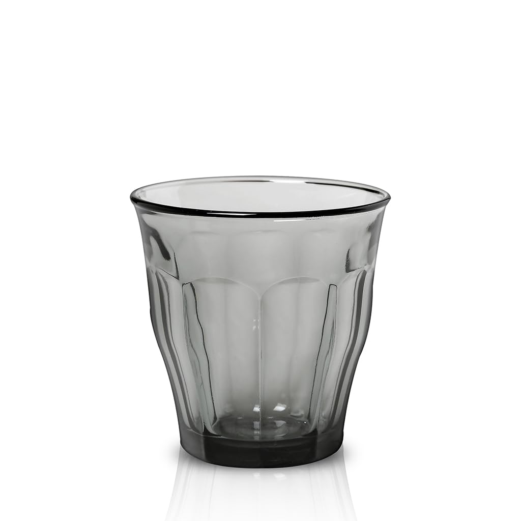 Duralex Le Picardie Collection| Water Glass, Juice and Soda and Cocktail 25 cl, 4 Colours Green Blue Purple Grey| Set of 4, Heavy Duty Glass, Dishwasher Safe, Made in France