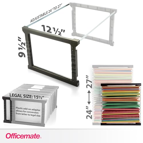 Officemate Plastic Hanging File Frame, 24" - 27", Letter and Legal Size, 1 Set (91970)