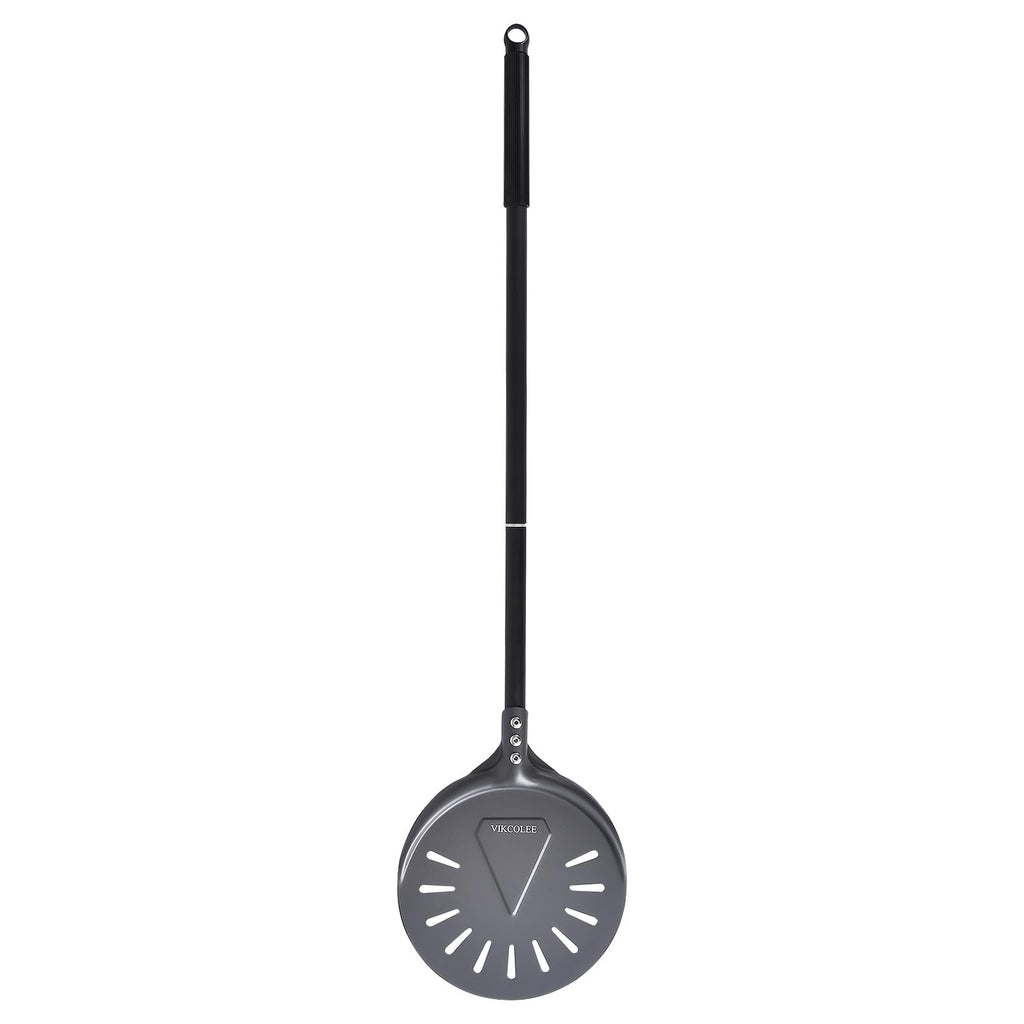 VIKCOLEE Turning Pizza Peel, 8 Inch with 25 Inch Handle Round Pizza Turning Peel, Professional Anodized Aluminum Turning Pizza Spatula, 33 Inch Overall
